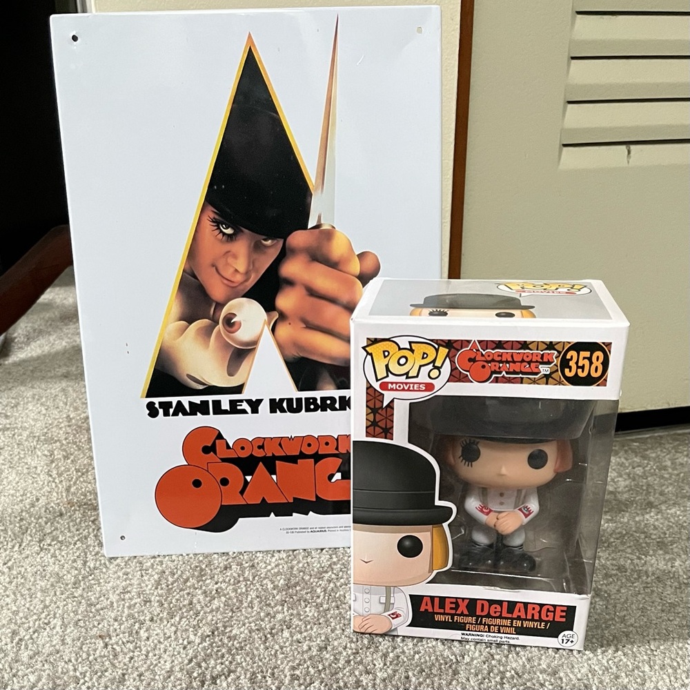 Funko POP Movies: Clockwork Orange - Alex Action Figure and tin sign